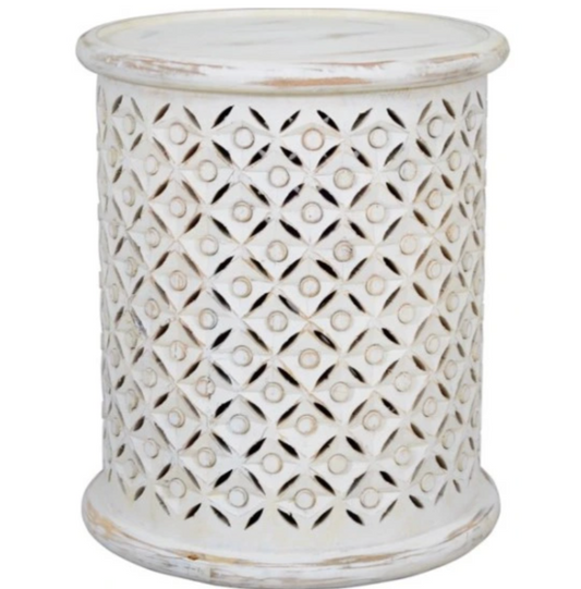 Decker Large Drum Table - White