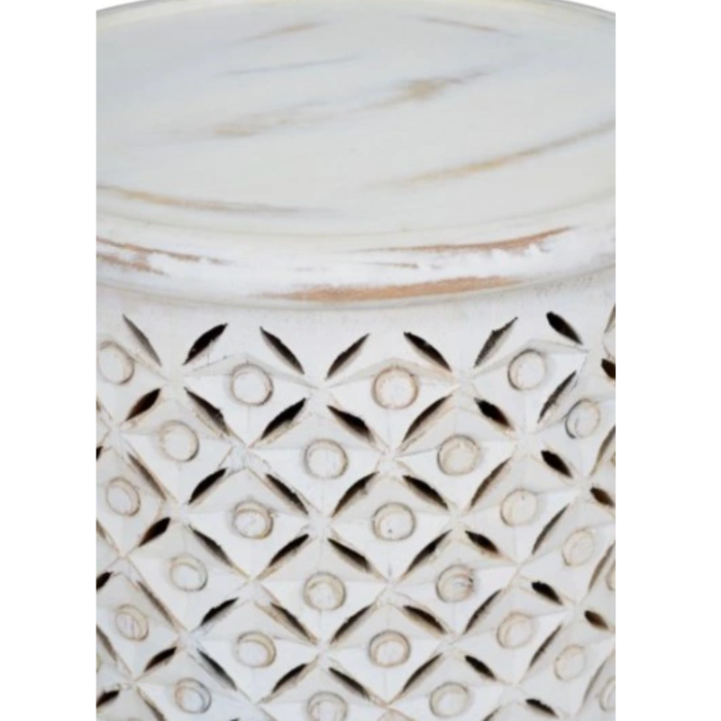 Decker Small Drum Table - White